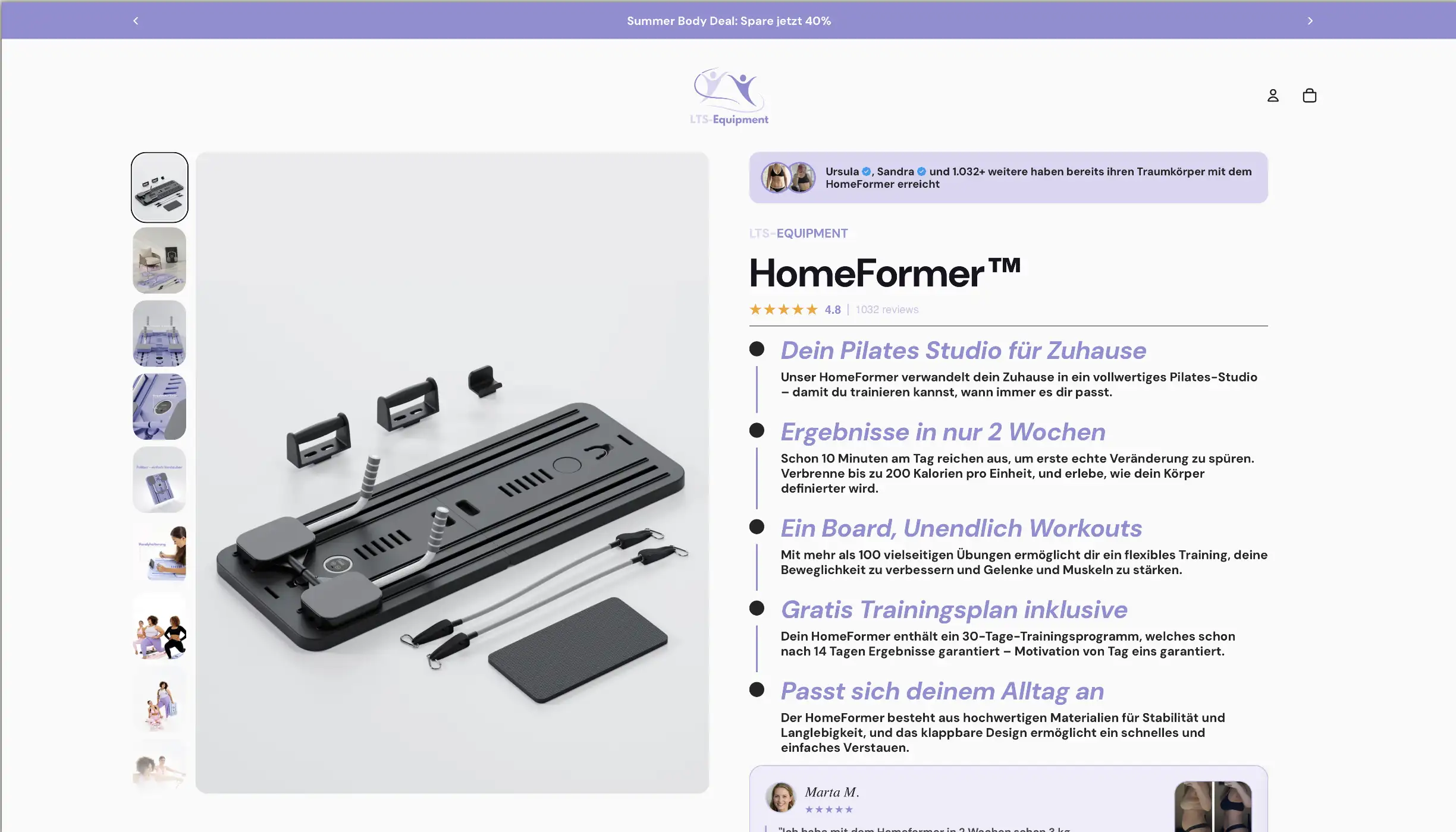 LTS-Equipment Shopify Store Produktseite nach dem Redesign durch Stellar Design