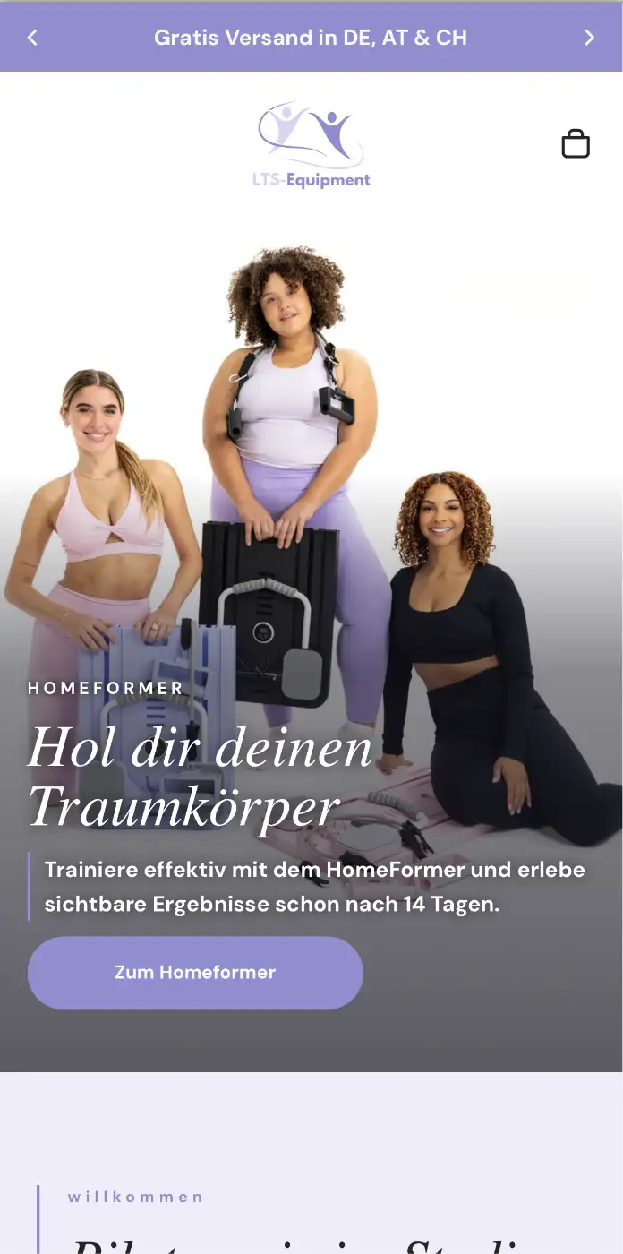 LTS-Equipment Landing Page Mobile – nach dem Redesign durch Stellar Design