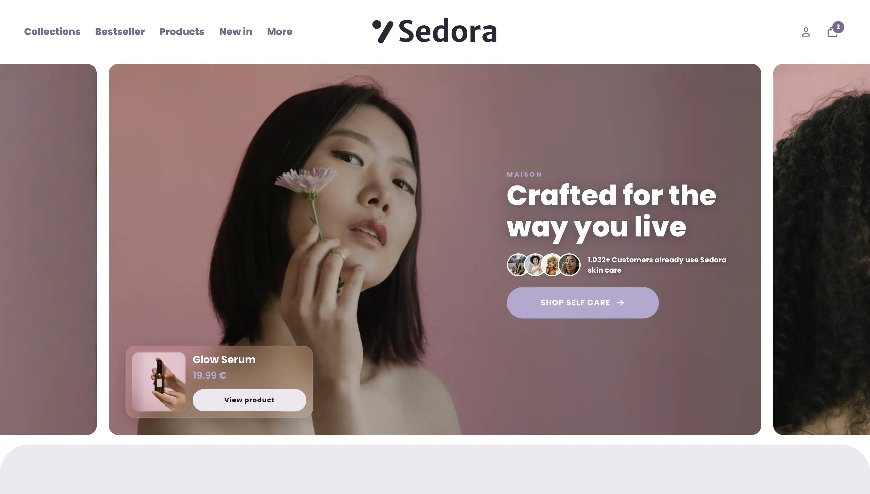 Sedora Shopify Theme Desktop Ansicht