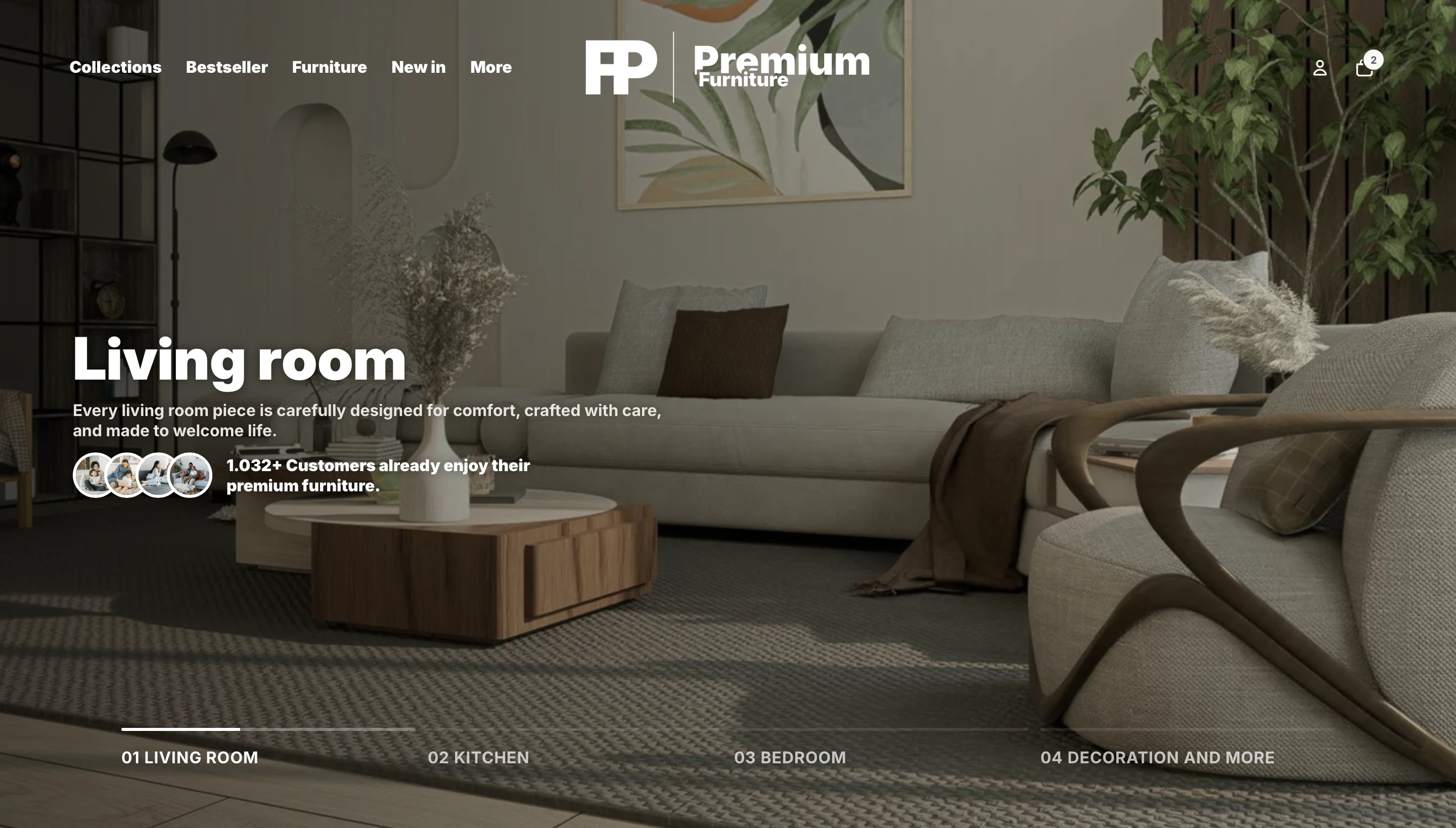 PF Furniture Shopify Theme Desktop Ansicht