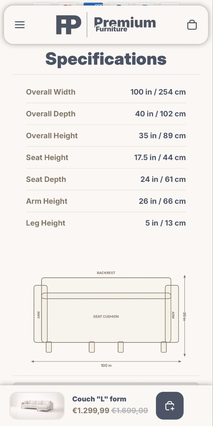 Custom Product Page Mobile Ansicht