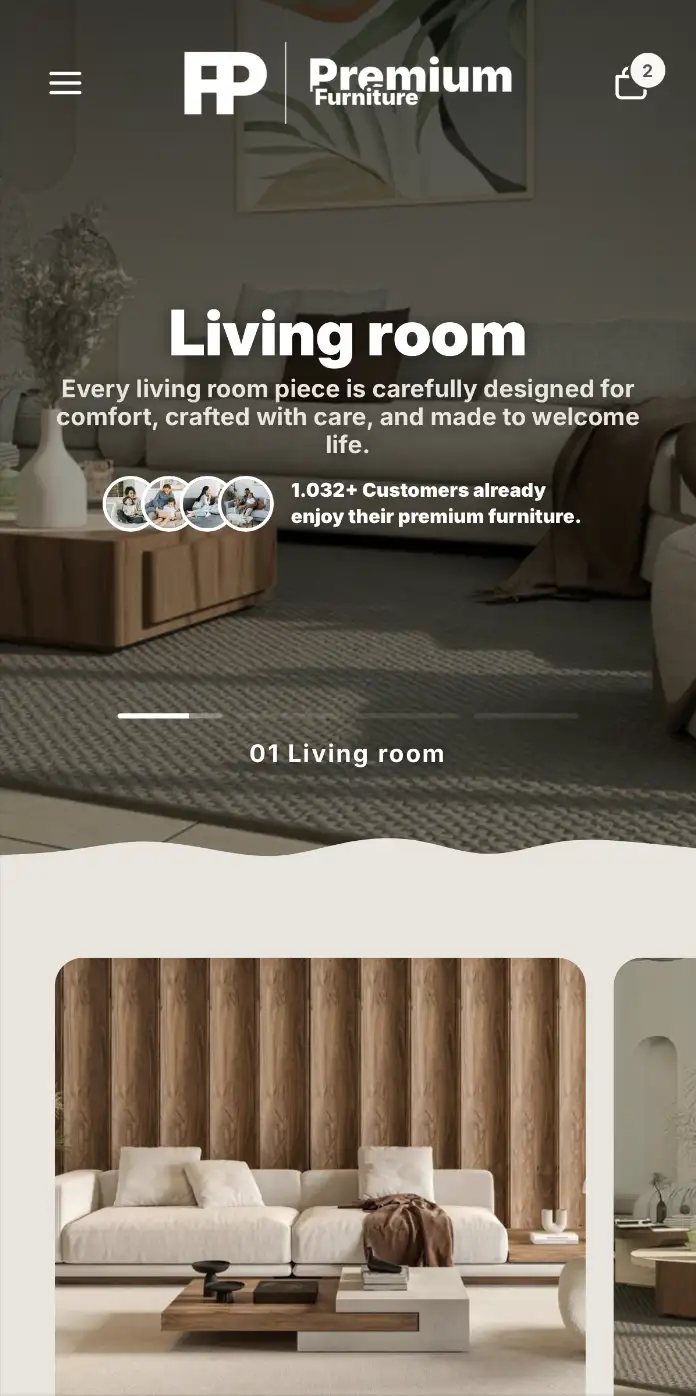PF Furniture Shopify Theme Mobile Ansicht